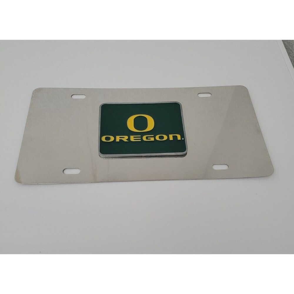 Oregon Logo Silver  Laser Cut Mirrored License Plate used